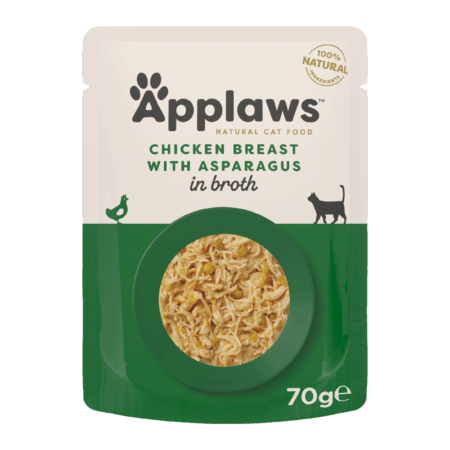 أبلاوز أظرف طعام رطب للقطط - دجاج مع الهليون والأرز في المرق 70غ